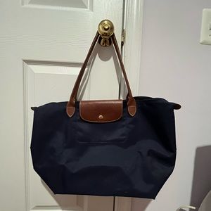 Longchamp Large Le Pilage Tote (Navy Blue)